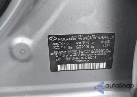 2016 Hyundai Elantra Se z USA, uszkodzony, nr VIN 5NPDH4AE7GH740234